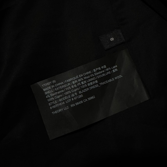 THEORY | Wool Blend Blazer  Black Dress  Size 00 - Picture 10 of 11